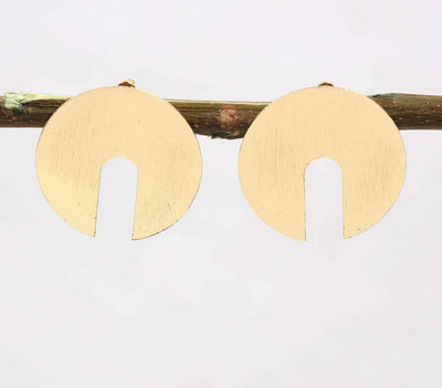 Circle Brass Stud Earrings-0